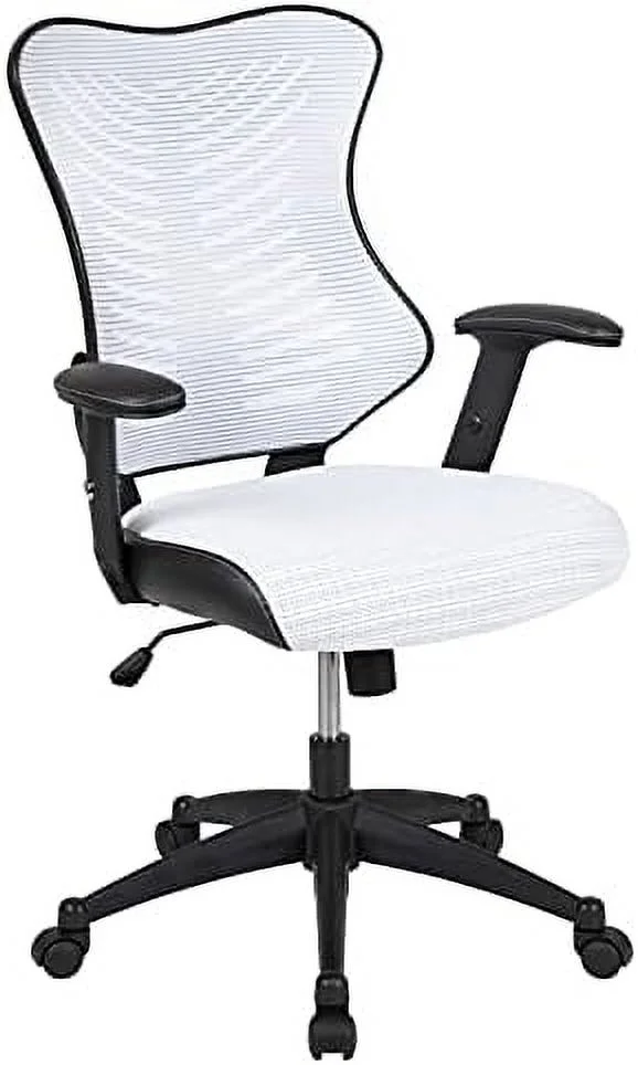 High Back Designer White Mesh Executive JOMA Office Chair - Adjustable Arms