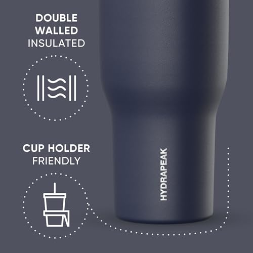 Hydrapeak Nomad 24 oz Tumbler with Handle and Straw Lid, Leakproof, Double Insulated, 24oz Cup Stainless Steel (Blush)