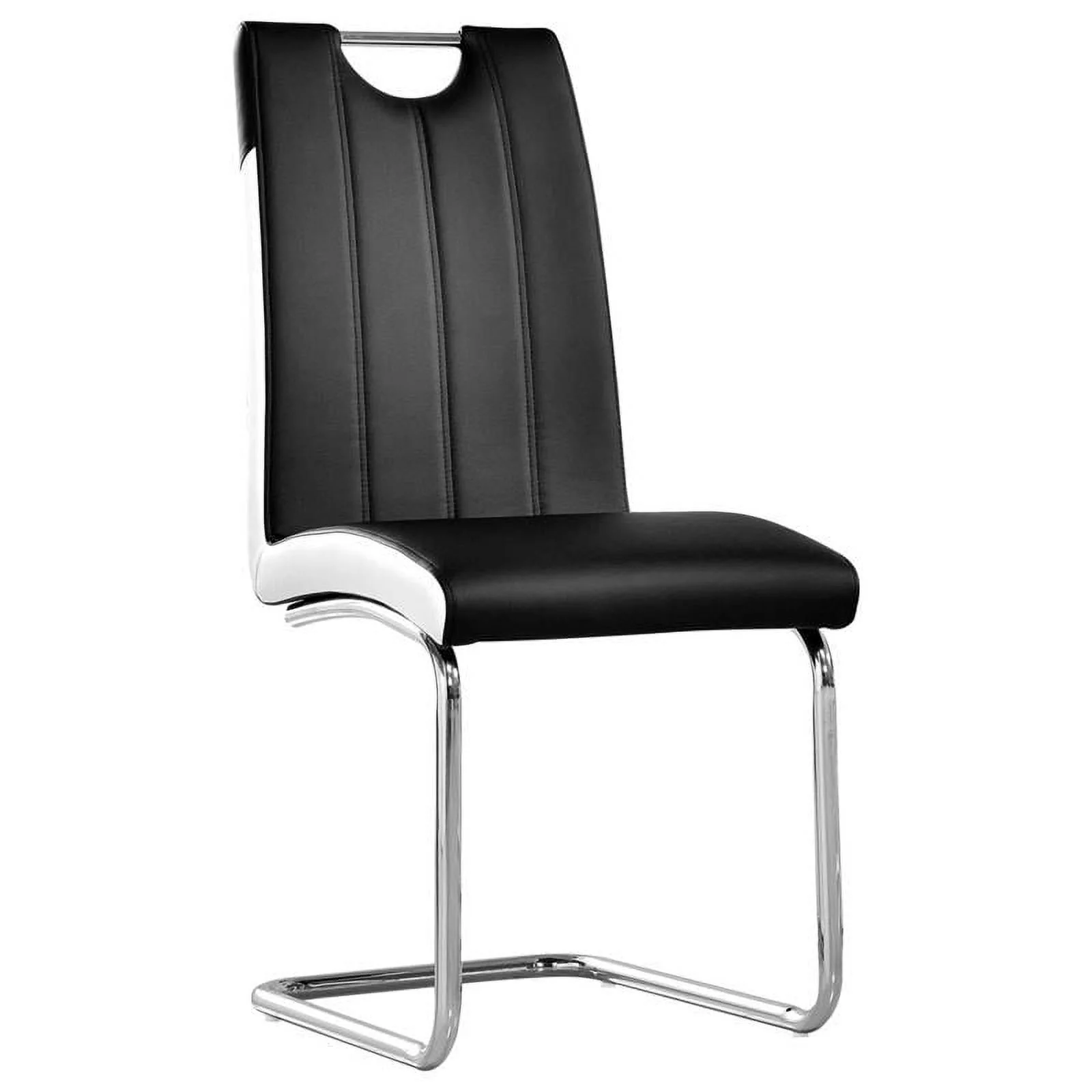 Pemberly Row Faux Leather Modern Dining Side Chair in Black/White (Set of 2)