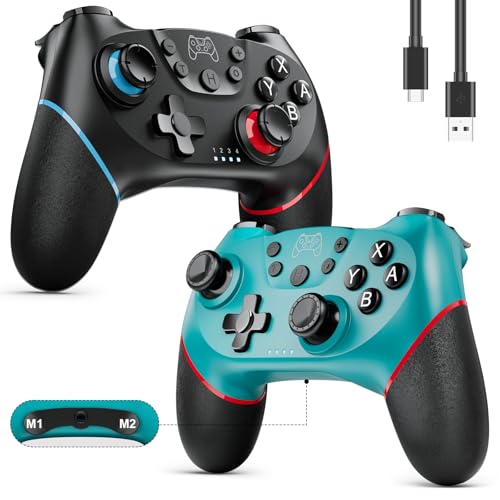 Diswoe Switch Controllers, 2 Pack Wireless Pro Controller for Switch 2/Lite/OLED with Mappable Buttons, Hall Effect Gaming Controller for PC/Android with Motion Control/Vibration/Turbo/Wake Up