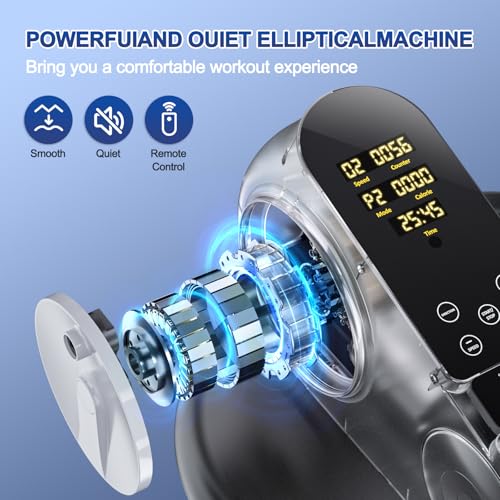 Under Desk Elliptical Machine - Upgraded Model， Ellipse Leg Exerciser for Seniors Fully Assembled, Quiet & Portable，Electric Seated Pedal Exerciser with Remote Control & 12 Adjustable Speeds