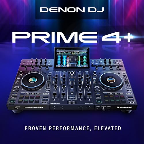 Denon DJ PRIME 4+ Standalone DJ Controller with Stem Separation on 4 Decks, Wi-Fi Streaming, Drop Sampler Mixer, 10.1