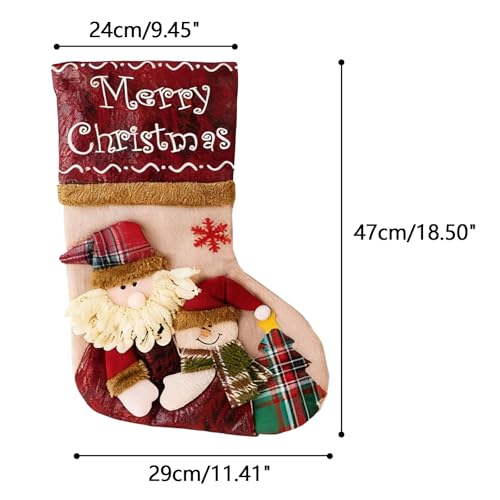 3 Pack Personalized Christmas Stockings Large,Custom Xmas Socks with Santa,Snowman,Reindeer Design for Fireplace Hanging Holiday Home Decor,18