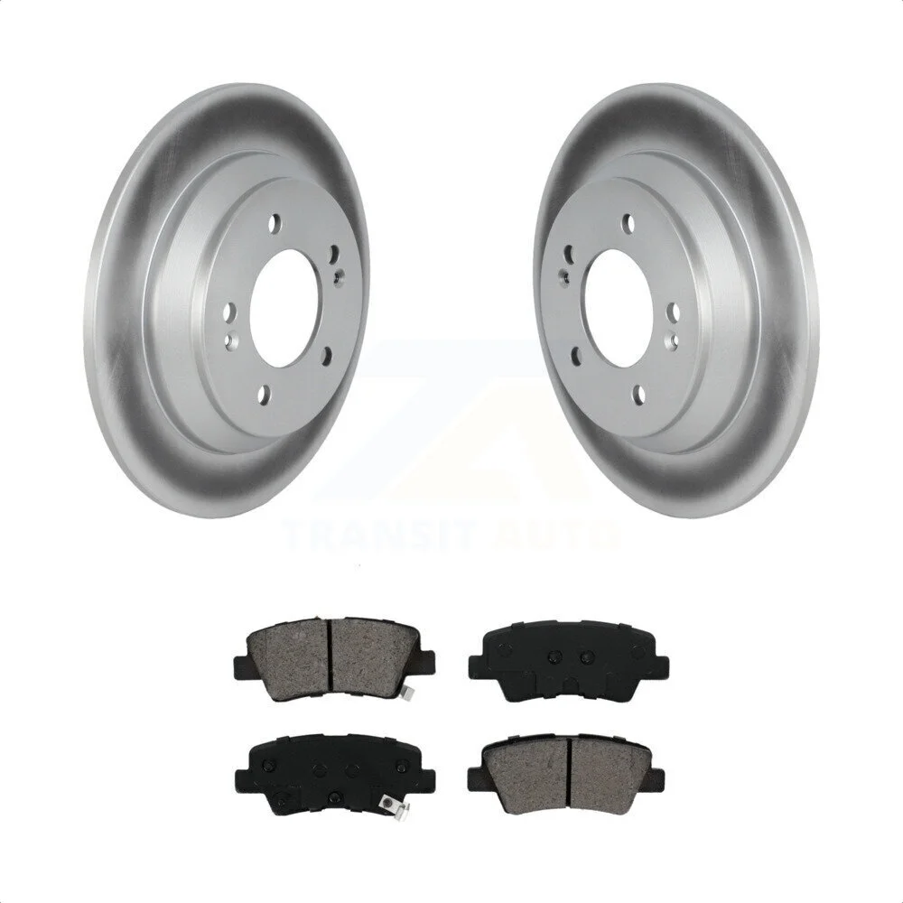 Transit Auto - Rear Coated Disc Brake Rotors And Semi-Metallic Pads Kit For 2022 Hyundai Kona FWD with 1.6L With Electric Parking KGS-102446