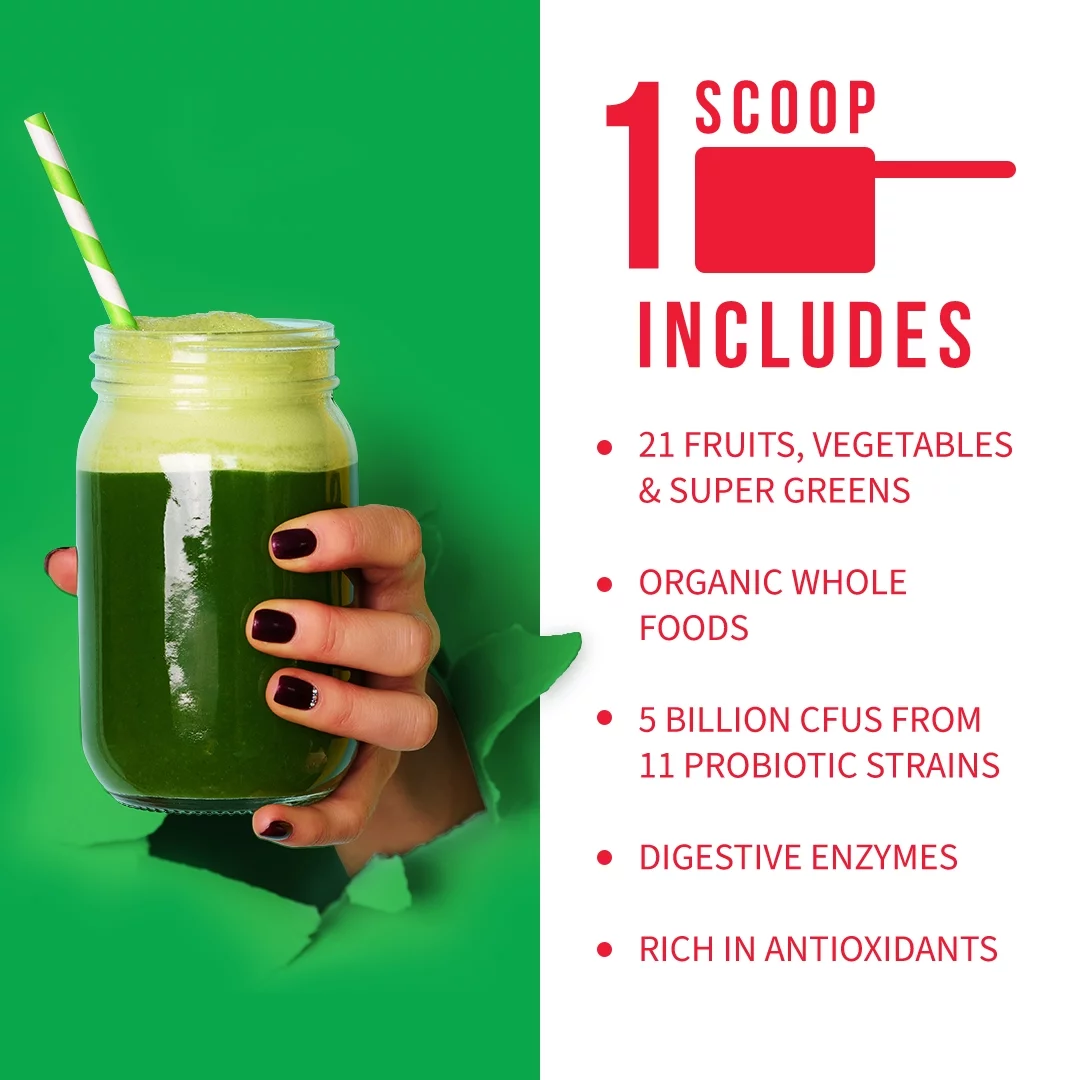 GoBiotix Super Greens Powder N' Super Reds Powder | Non-GMO | Digestive Health