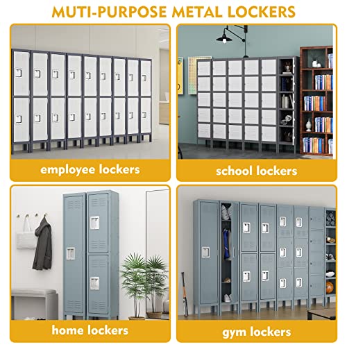 MIIIKO Metal Locker for Employees, 5 Tier Storage Shelves Cabinet, Steel Lockers with 5 Lockable Doors, for School, Home, Office, Changing Room and Gym