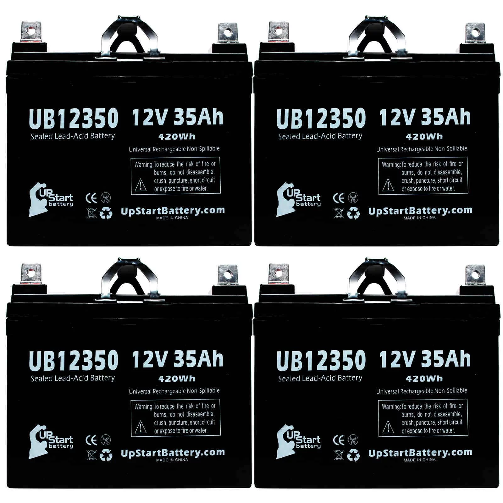 4x Pack - Compatible Suntech Indigo3&4 Battery - Replacement UB12350 Universal Sealed Lead Acid Battery (12V, 35Ah, 35000mAh, L1 Terminal, AGM, SLA)