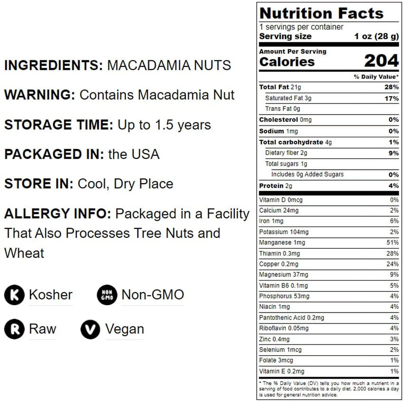 Whole Macadamia Nuts, Non-GMO Verified, 2 Pounds — Kosher, Raw, Vegan — by Food to Live