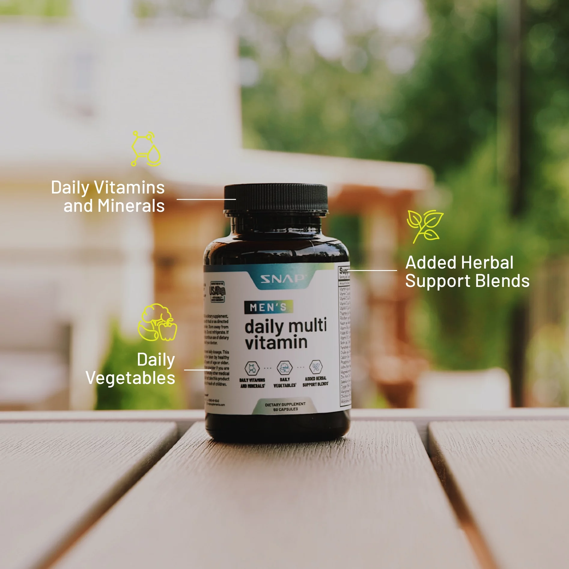 Snap Supplements Mens Daily Multi Vitamins - Mens Nourishing Health Blend - 60ct