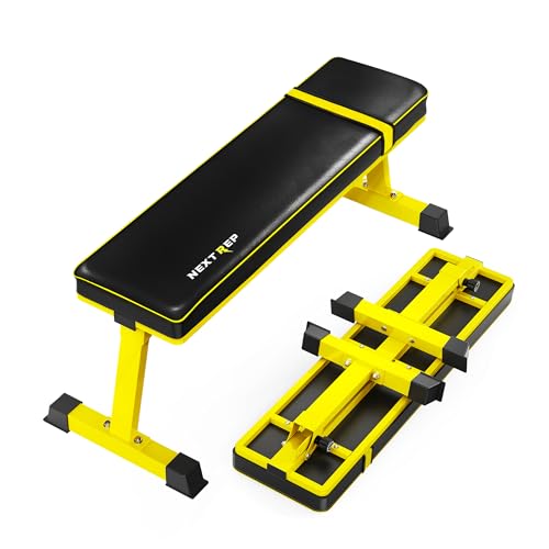 Foldable Flat Weight Bench - 1300 LB Capacity Heavy Duty Workout Bench for Home Gym, Strength Training Bench Press for Full Body Exercise, Featuring an Innovative Fully Enclosed Steel Base