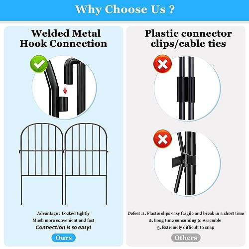 Decorative Garden Fence 24 Pack, 24 Ft (L) X 24 in (H) Black Square Rustproof Metal Fence, Animal Barrier Fence for Small Dog, Outdoor Flower Bed Landscape Decor for Yard