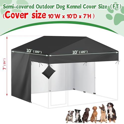 Outdoor Dog Kennel Cover Half Coverage for 8'Dx4'Wx6'H 600D Heavy Duty Waterproof Kennel Covers for Dog Cages(Cover Only) Greenish Color