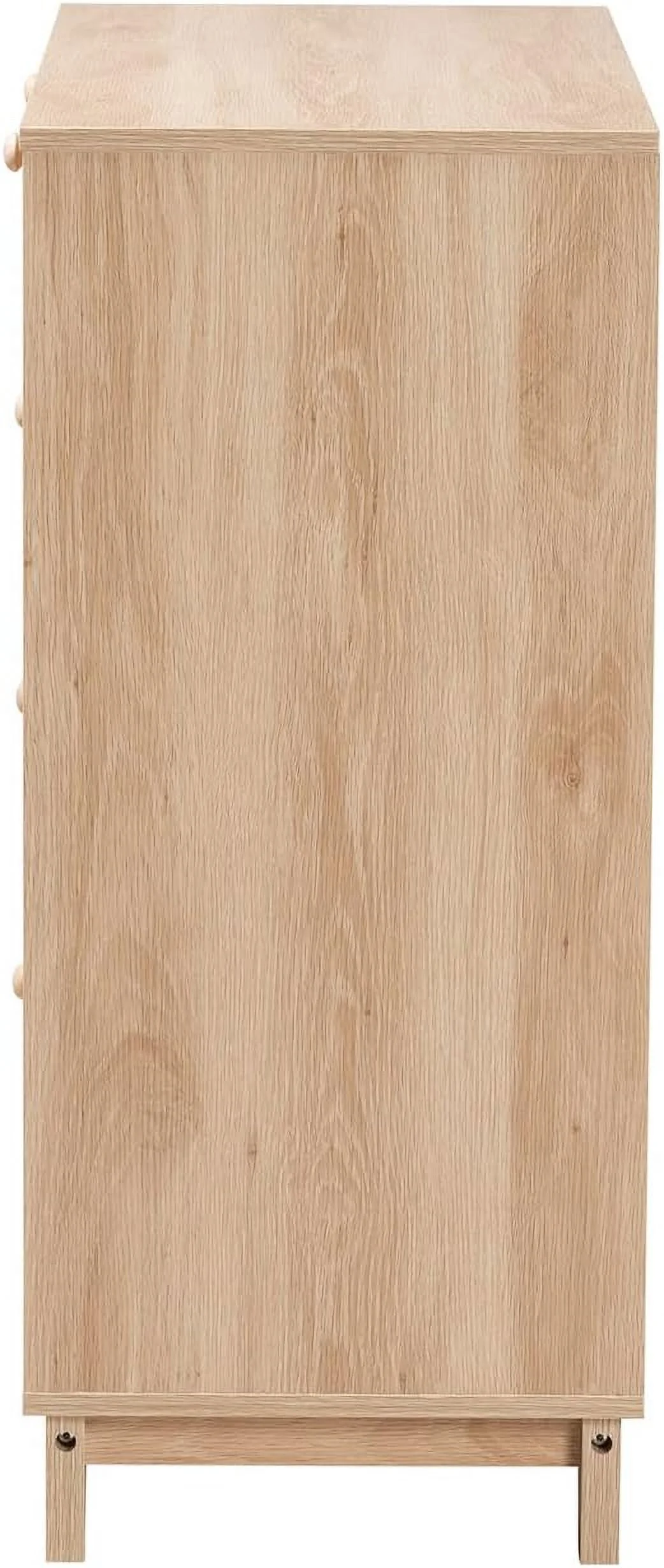 NLIBOOMLife Elsbeth Oak Brown Wood and Natural Rattan 5-Drawer  Cabinet