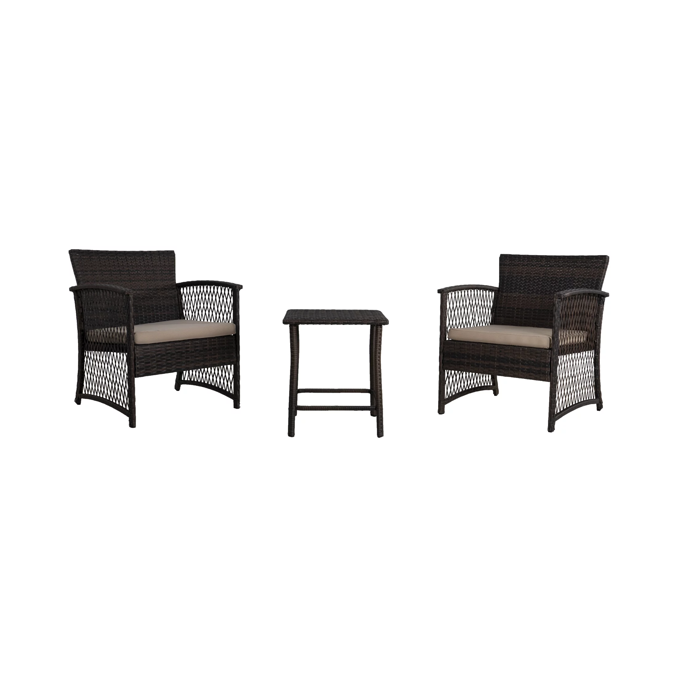 WestinTrends Melvi 3 Piece Wicker Patio Furniture Sets, All Weather PE Rattan Chair Bistro Set Outdoor Patio Conversation Set, Coffee and Beige