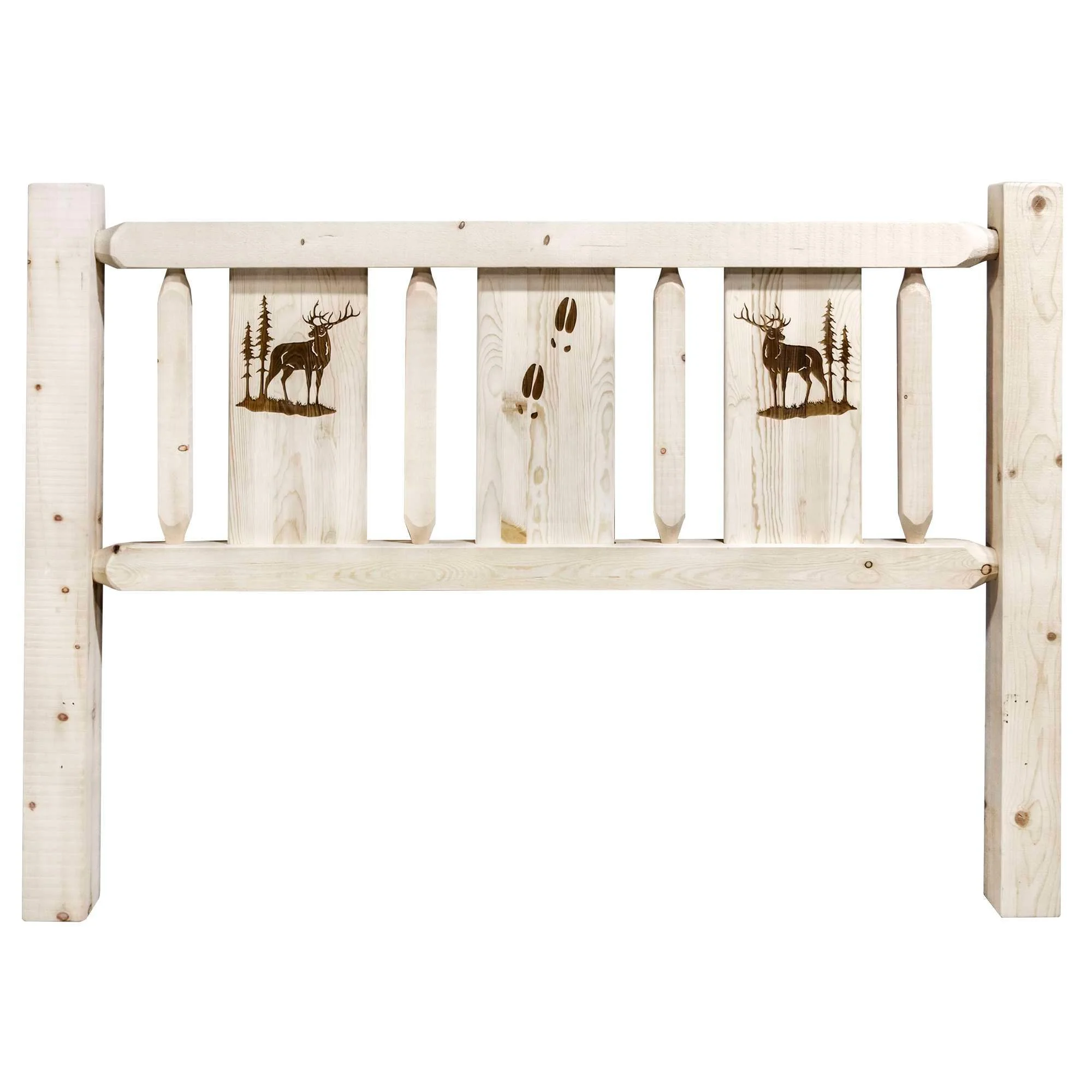 Homestead Collection California King Headboard w/ Laser Engraved Elk Design, Ready to Finish