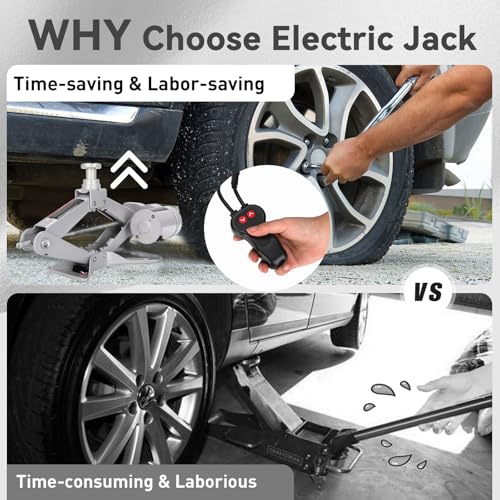 ROGTZ Electric Scissor Car Jack Kit, 3Ton 12V Portable Auto Car Lift with 17.7