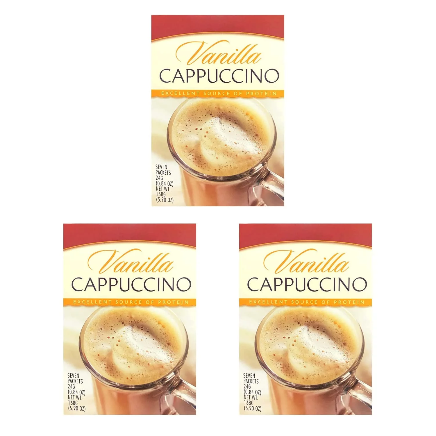 High Protein Diet Drink Vanilla Cappuccino 3 Pack - 15g Protein - Low Calorie - Low Carb - Low Sugar - 7 Servings Per Box, (3 Pack)