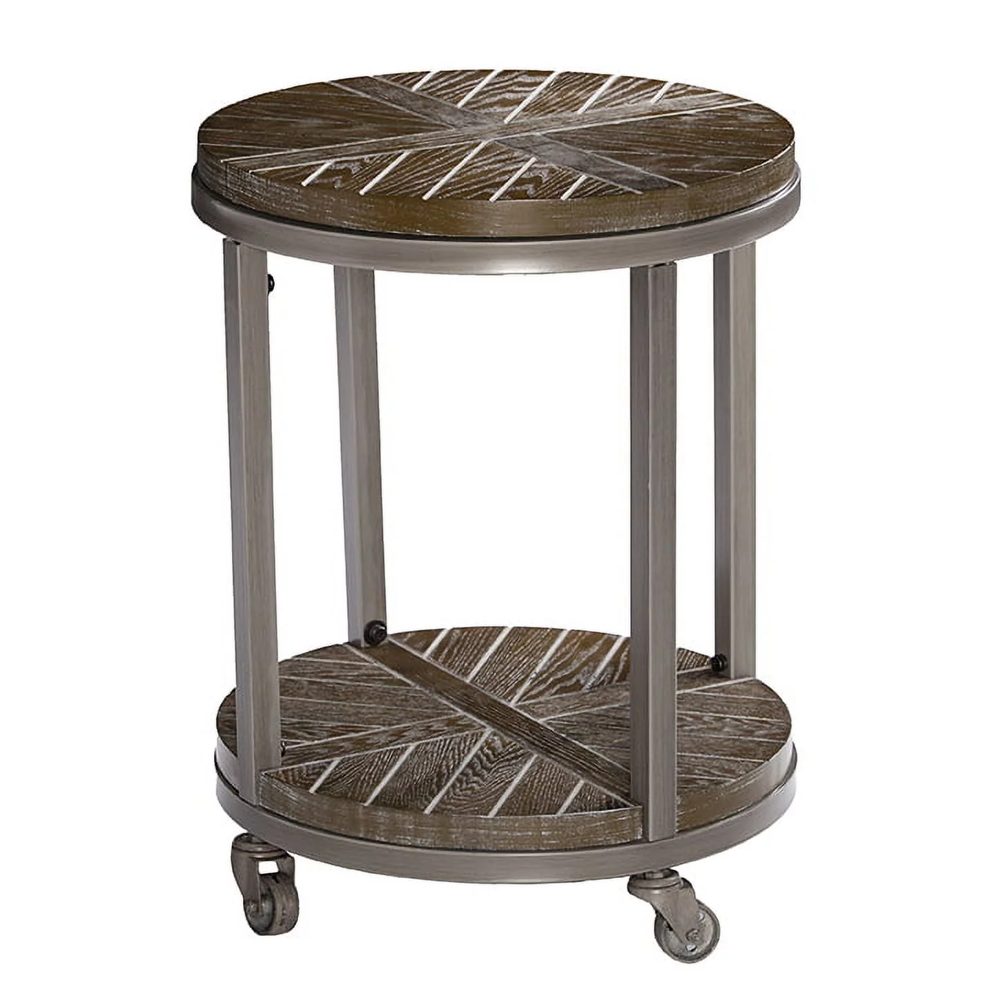 Southern Enterprises Archlyn Round End Table, Gray/Oak