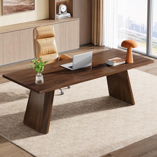 Tribesigns 70.9-Inch Executive Desk, Large Home Office Computer Desk, Industrial Business Style Solid Study Writing Table, Workstation Furniture Conference Table