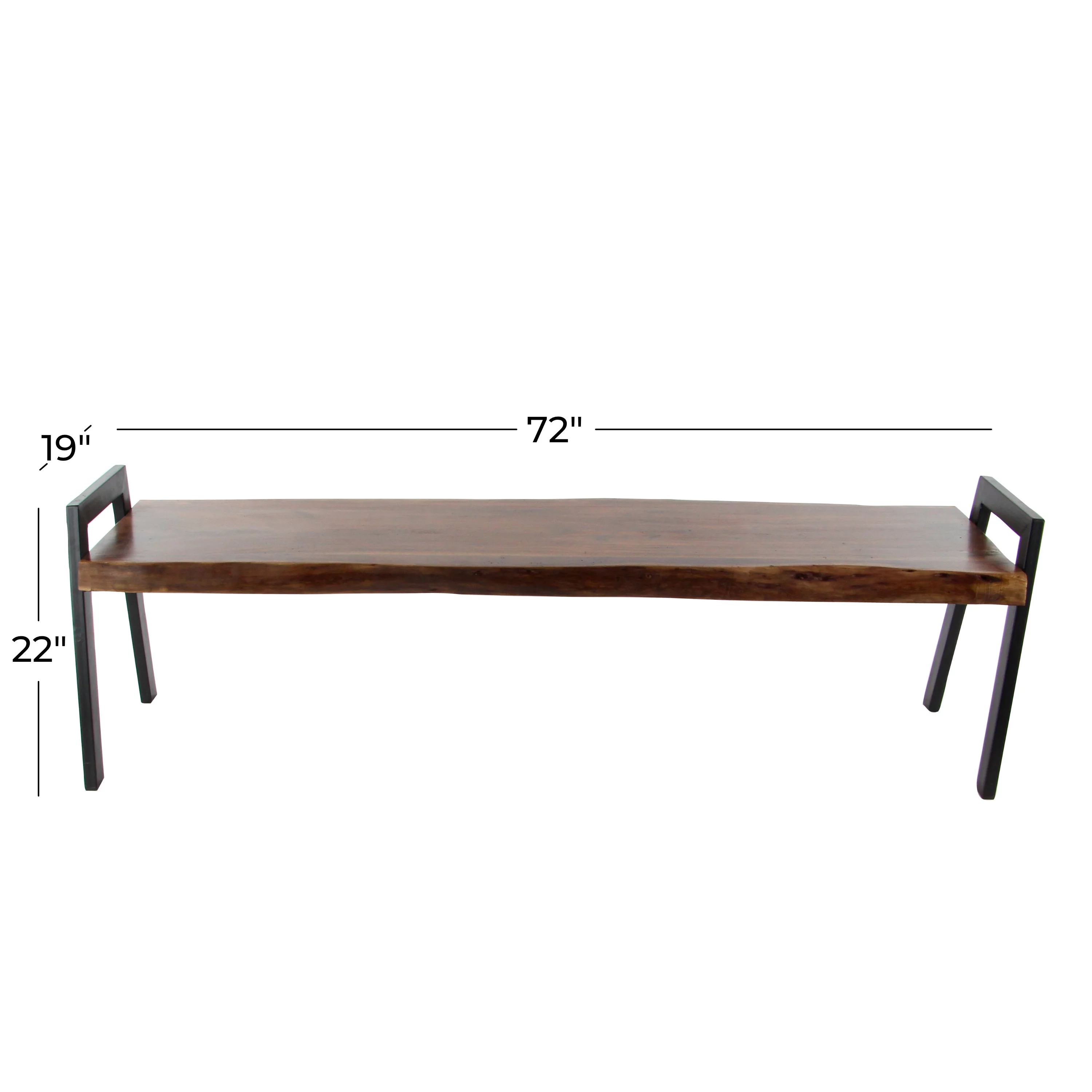 DecMode Wood Live Edge Top Bench, Brown