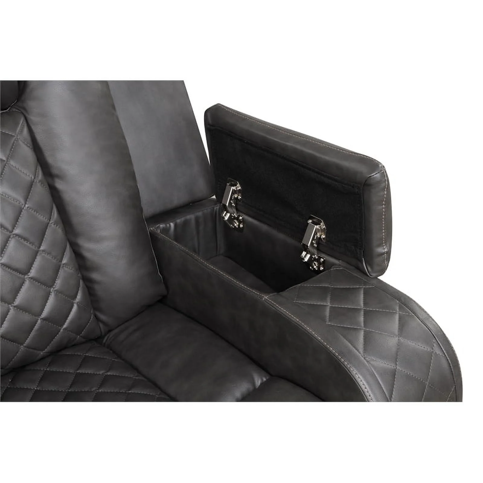 Benz LED & Power Recliner 3 PC Made With Faux Leather in Gray