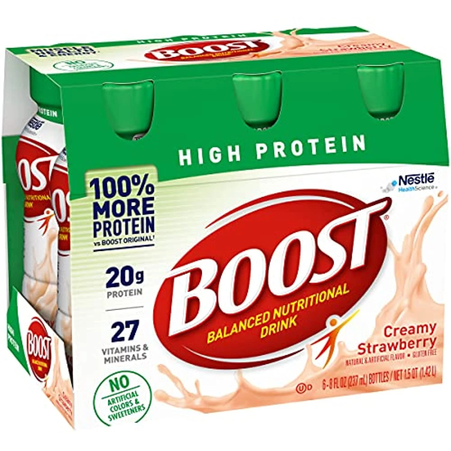 Boost High Protein Balanced Nutritional Drink, Creamy Strawberry, Muscle Health And Energy With Protein And Vitamins & Minerals, 8 Fl Oz Bottles, 6 Ct (Pack Of 2)