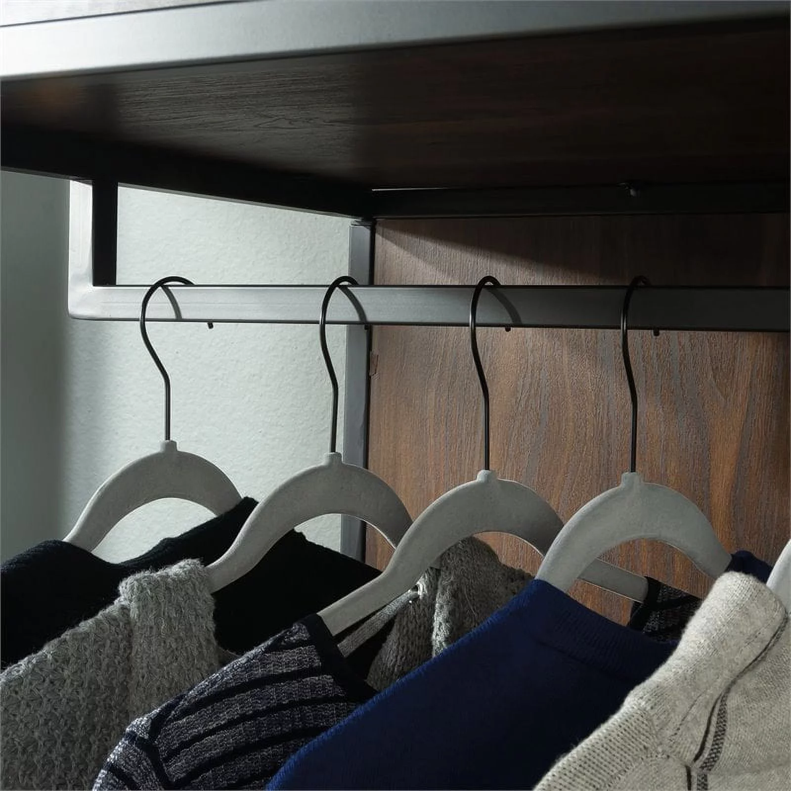 Sauder Nova Loft Open Wardrobe with Drawers, Grand Walnut Finish