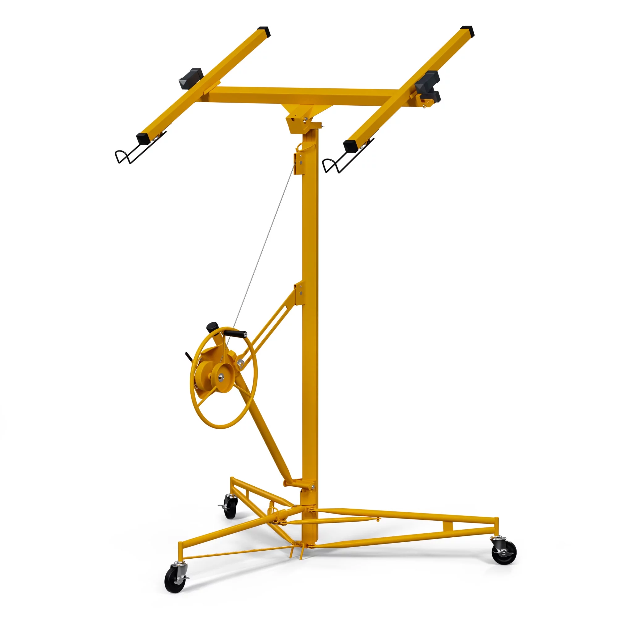 Ufurpie 11FT Drywall Rolling Lifter Panel,Sheetrock Lift, 150lb Weight Capacity Panel Hoist Jack Tool, Steel Material w/Telescopic Arm & 3 Lockable Wheels,Yellow