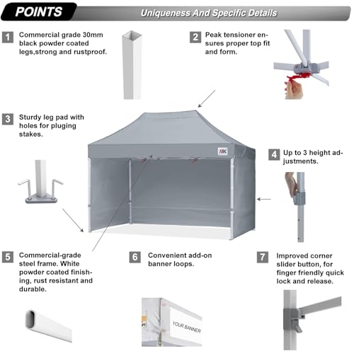 ABCCANOPY Easy Pop Up Canopy Tent with Sidewalls 10x10 Commercial -Series, White