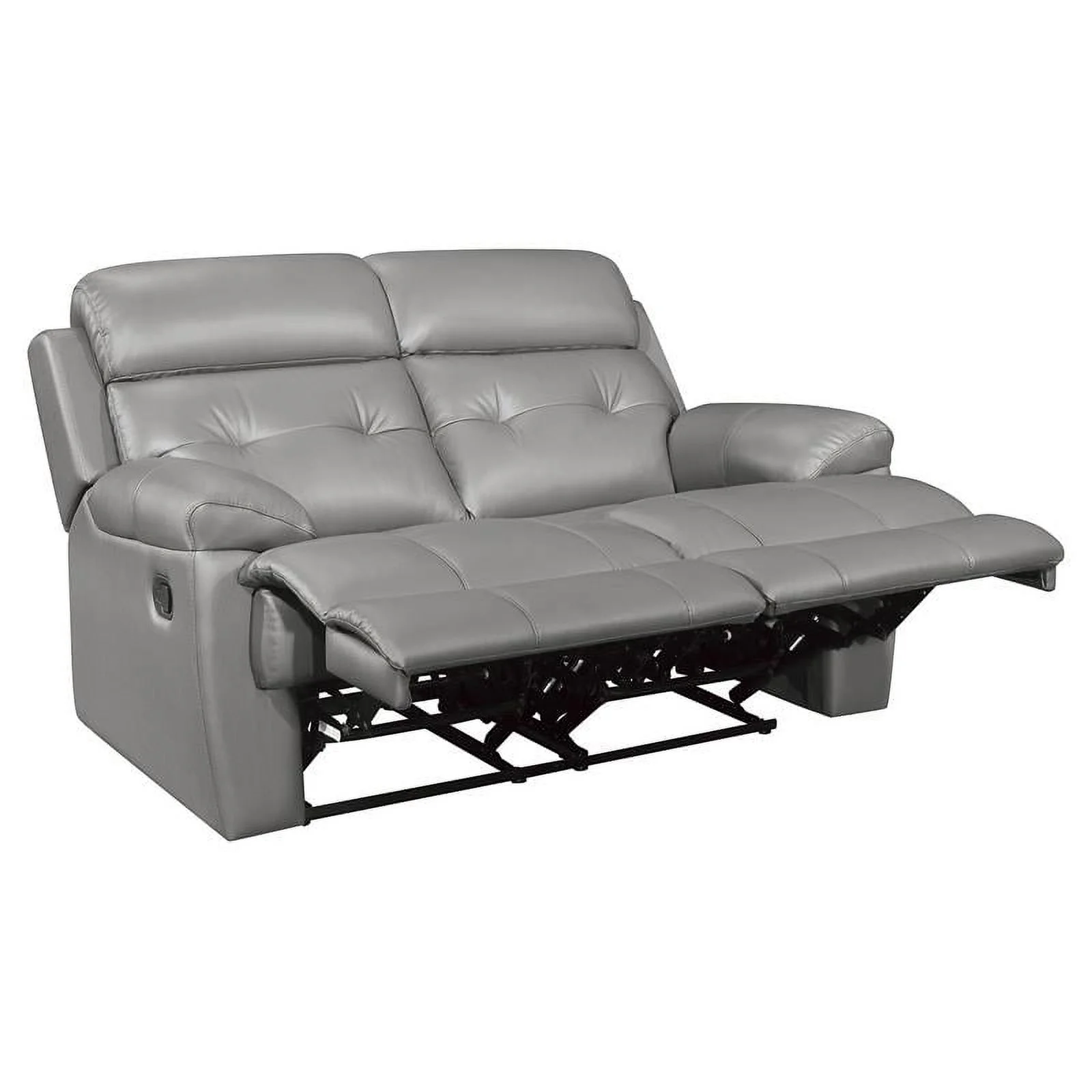 Pemberly Row Modern Leather Double Reclining Love Seat in Gray