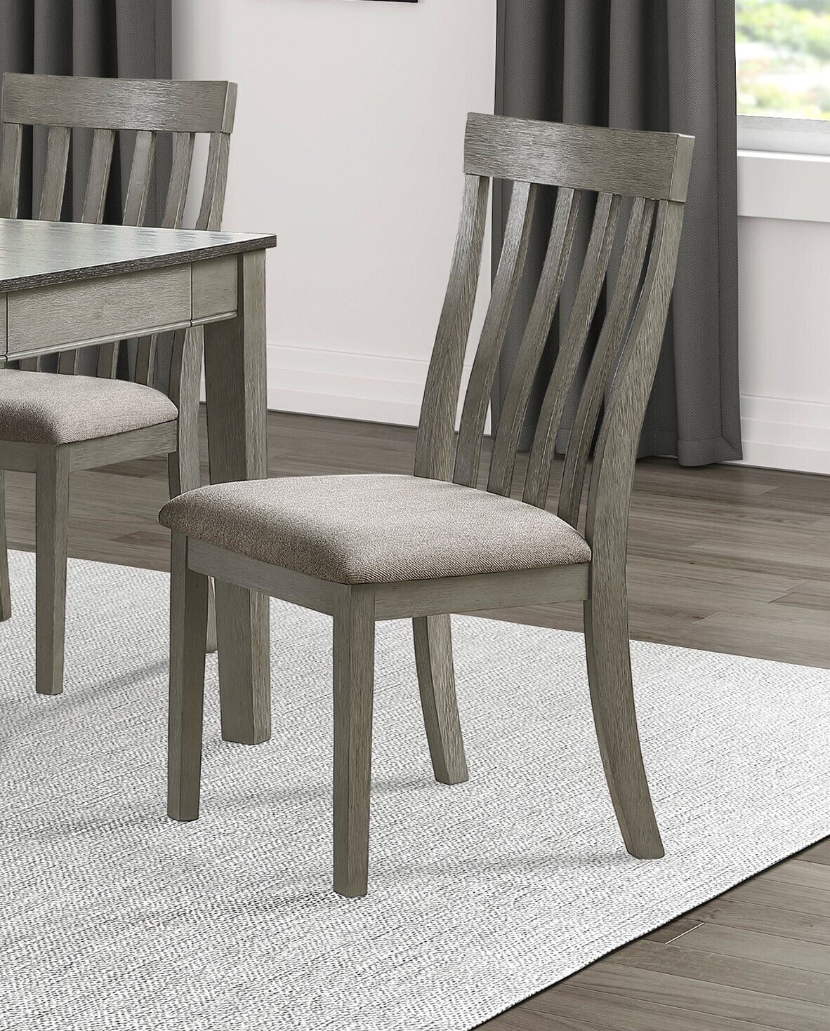 Light Gray Finish Modern 5pc Dining Set Drawers Table 4x Side Chairs Wooden Set Casual Style Furniture