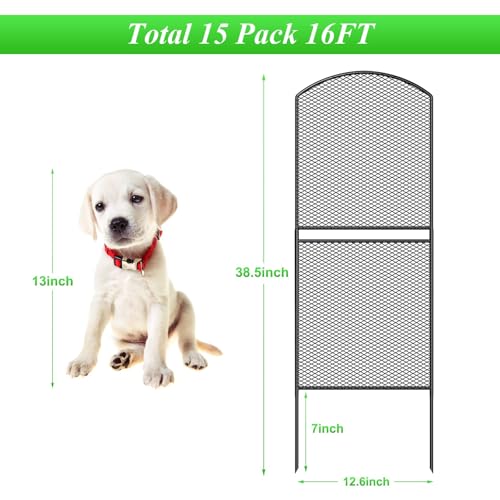 Skcoipsra Decorative Garden Fence 10 Pack, 37.5in(H) x 10.8ft(L) Animal Barrier Fence, Rustproof Metal Fencing for Yard, Dog Rabbits Wire Section Garden Edging Border for Yard Patio Garden, Arched