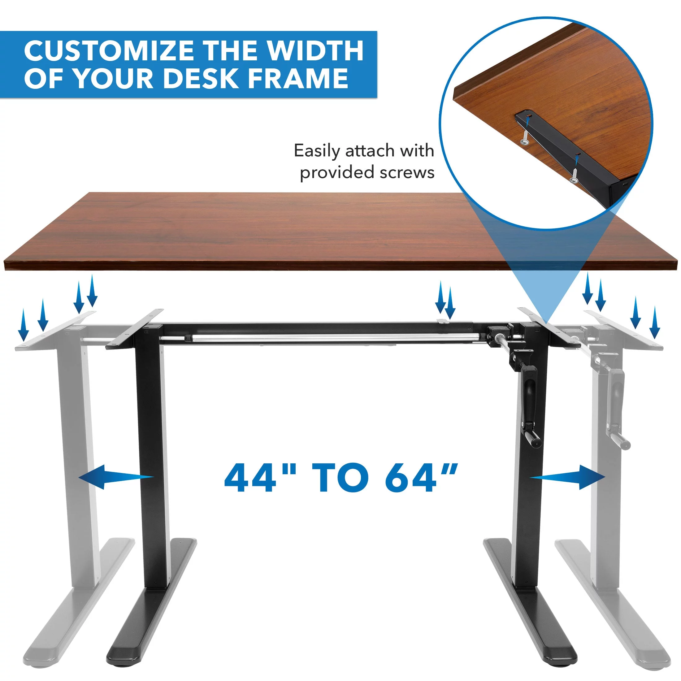 Mount-It! Hand Crank Standing Desk Frame with 55