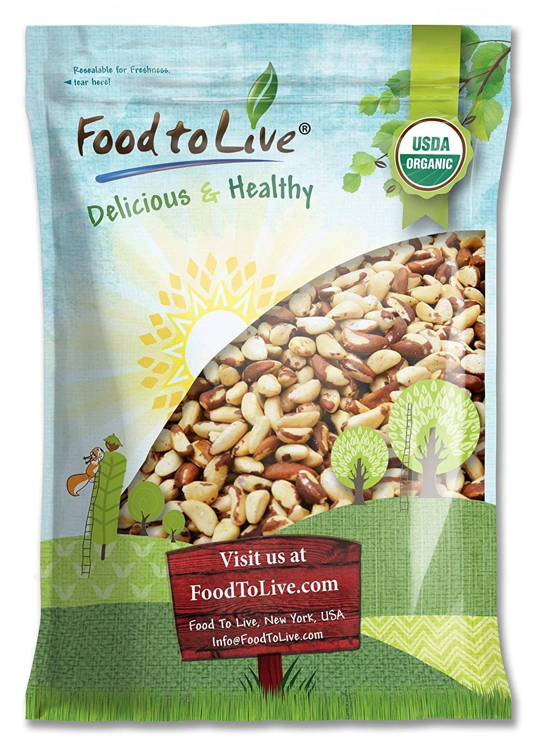 Food to Live, Organic Brazil Nuts, Non-GMO Verified, 12 Pounds, Vegan