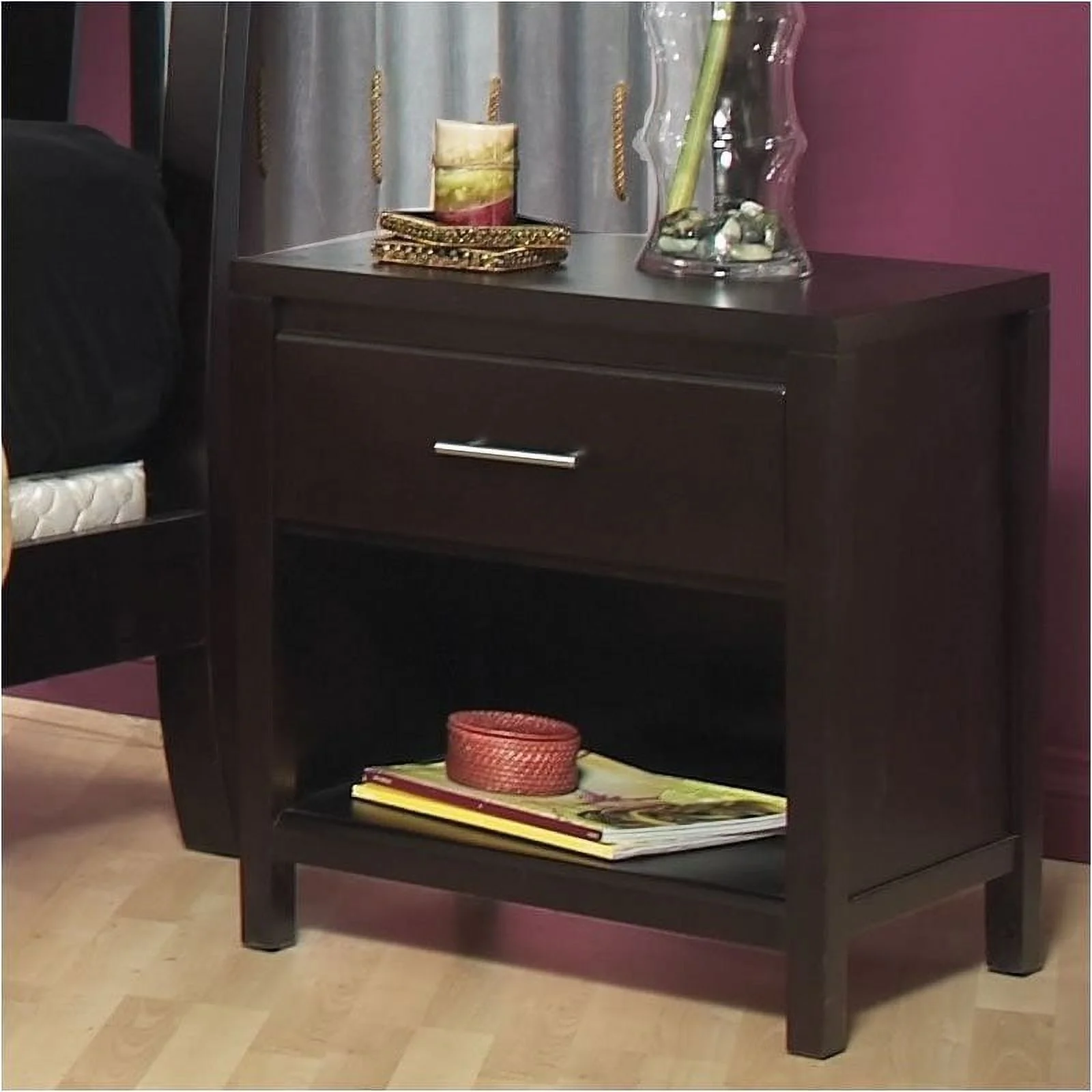 Bowery Hill 1 Drawer Nightstand in Espresso