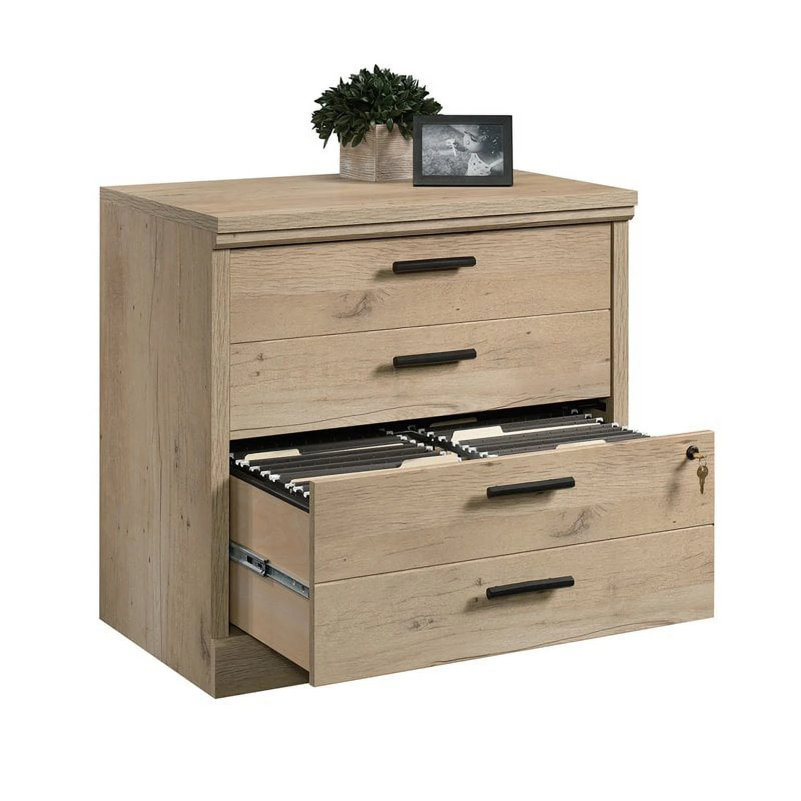 Pemberly Row Traditional Engineered Wood Lateral File Cabinet in Prime Oak