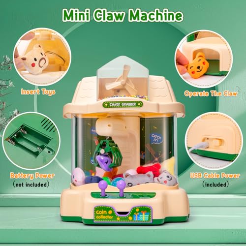 LOYO Claw Machine for Kids, Mini Vending Machine with 30Pcs Toys, Candy Dispenser Arcade Game for Kids 6 7 8 9 10 Birthday Gifts