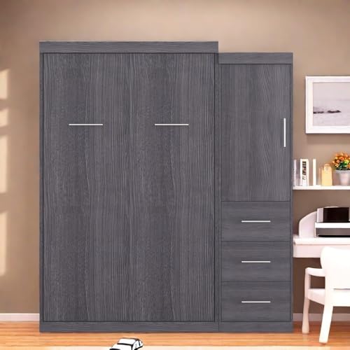 SOFTSEA Twin Murphy Bed Wood Wall Bed Can be Folded into Cabinet