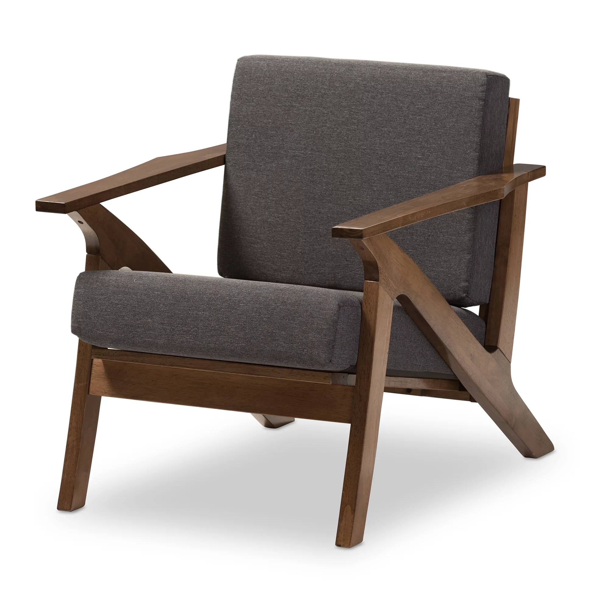 Baxton Studio Cayla Lounge Chair, Gray and Walnut Brown