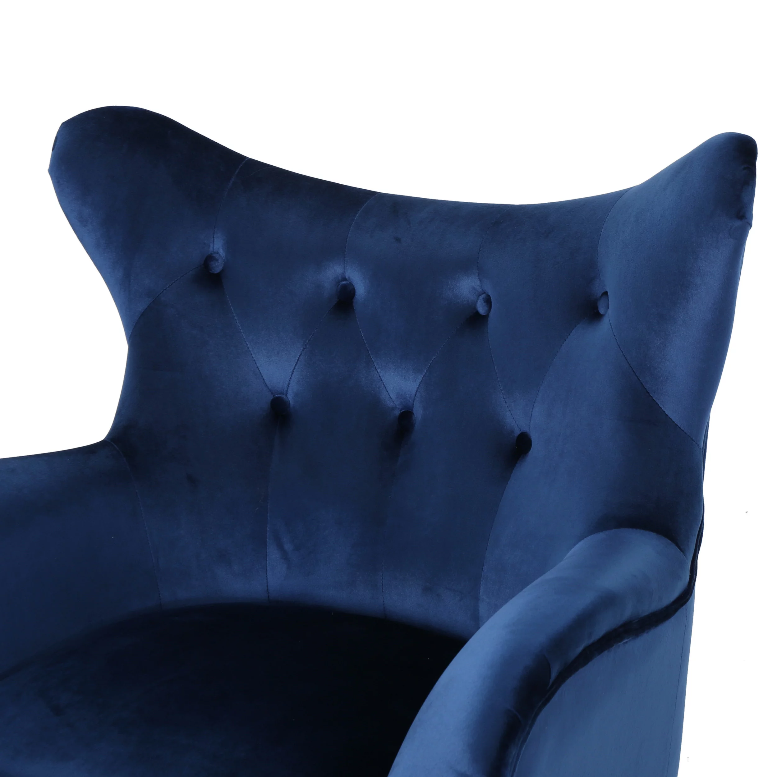 Bellamy Studios Mid Century Velvet Wingback Chair, Navy Blue