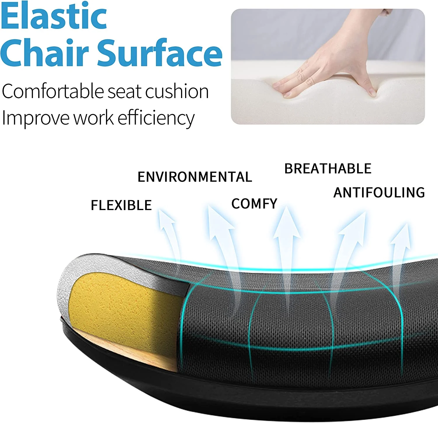 AMZFUN Office Chair,  Ergonomic Desk Chair, Breathable Mesh Computer Chair with Flip-up Armrests and Adjustable Height, Black