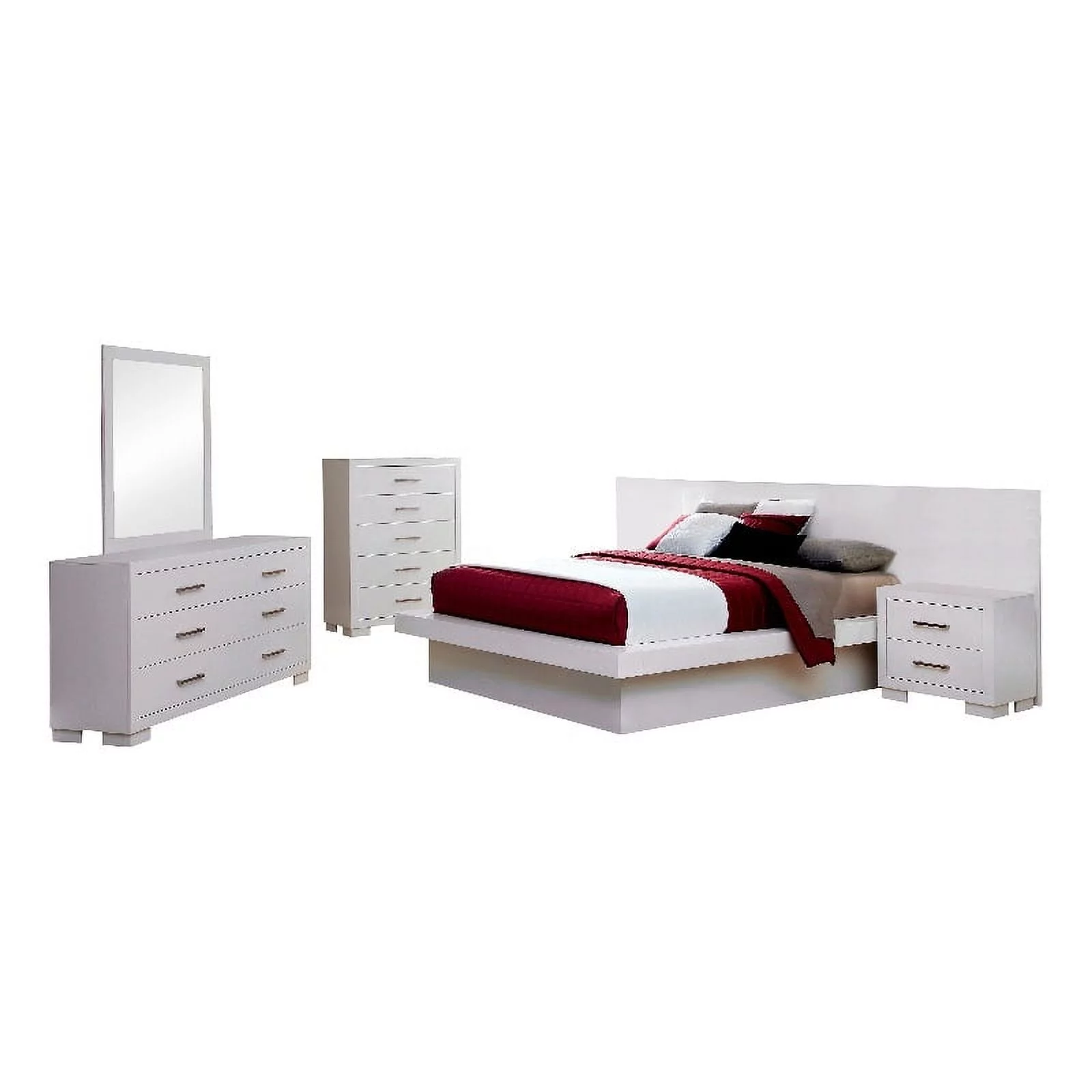 Pemberly Row 6-Piece Wood California King Bedroom Set with Panels in White