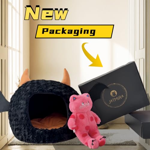 Funny Cat Bed Halloween Large Cat Cave Nest Warm Cute Kitten Bed Mattress Cartoon Ultra Soft Plush Removable Cushion