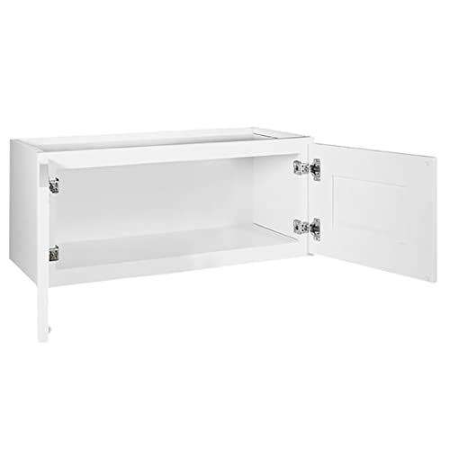 Brookings Shaker Unassembled Bridge Wall Kitchen Cabinet W3018, 30 W x 12 D x 18 H, Painted White with Sherwin Williams®, Solid Wood – Design House, 561662