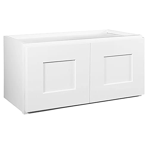 Brookings Shaker Unassembled Bridge Wall Kitchen Cabinet W3018, 30 W x 12 D x 18 H, Painted White with Sherwin Williams®, Solid Wood – Design House, 561662