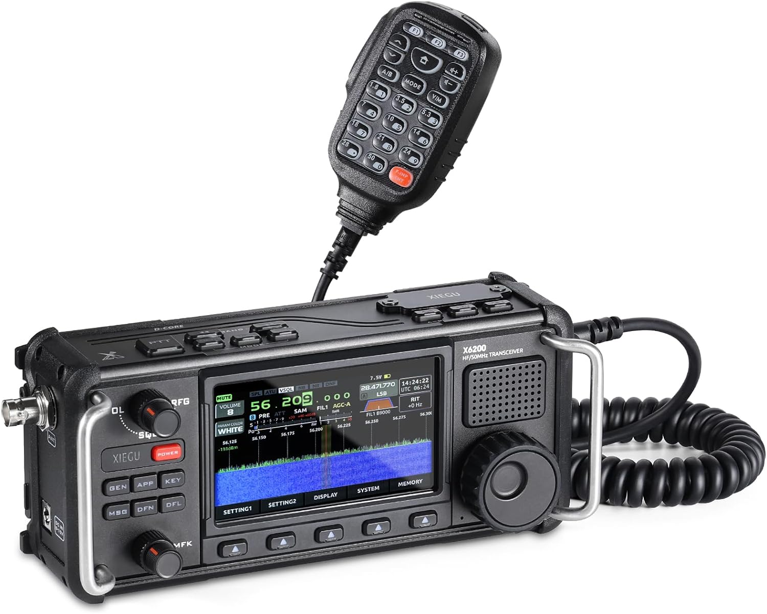 Xiegu X6200 HF Radio Transceiver, Portable HF/50MHz/WFM/AIR Receiver with RF Direct Sampling System, 3200mAh Replaceable Battery, 4