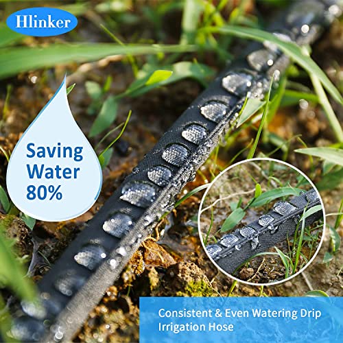 2025 Flat Soaker Hose 100 ft (50ft 2Packs) with Stake for Garden, Linkable Drip Hose Diy Automates Garden Irrigation System Saving 88% Water, Dual-layer Leak-free Design Water Hose with Holes