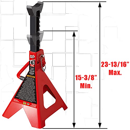 BIG RED T43202 Torin Heavy Duty Steel Jack Stands: 3 Ton (6,000 lb) Capacity Car Lifting Stand,1 Pair (Not Suitable for SUV,Truck)