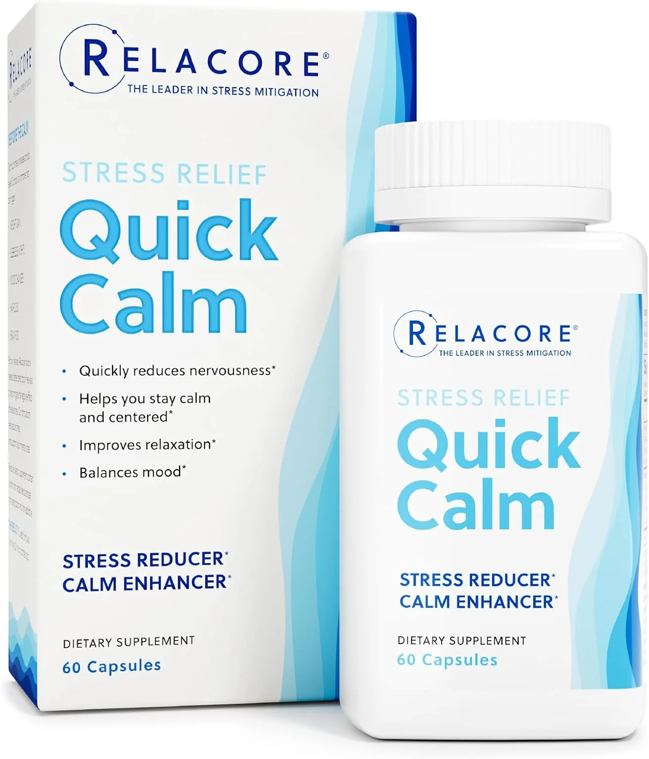 Quick Calm Mood Support Supplement with Ashwagandha, L-Theanine, and Passionflower for Rapid Stress Relief and Relaxation – 60 Capsules