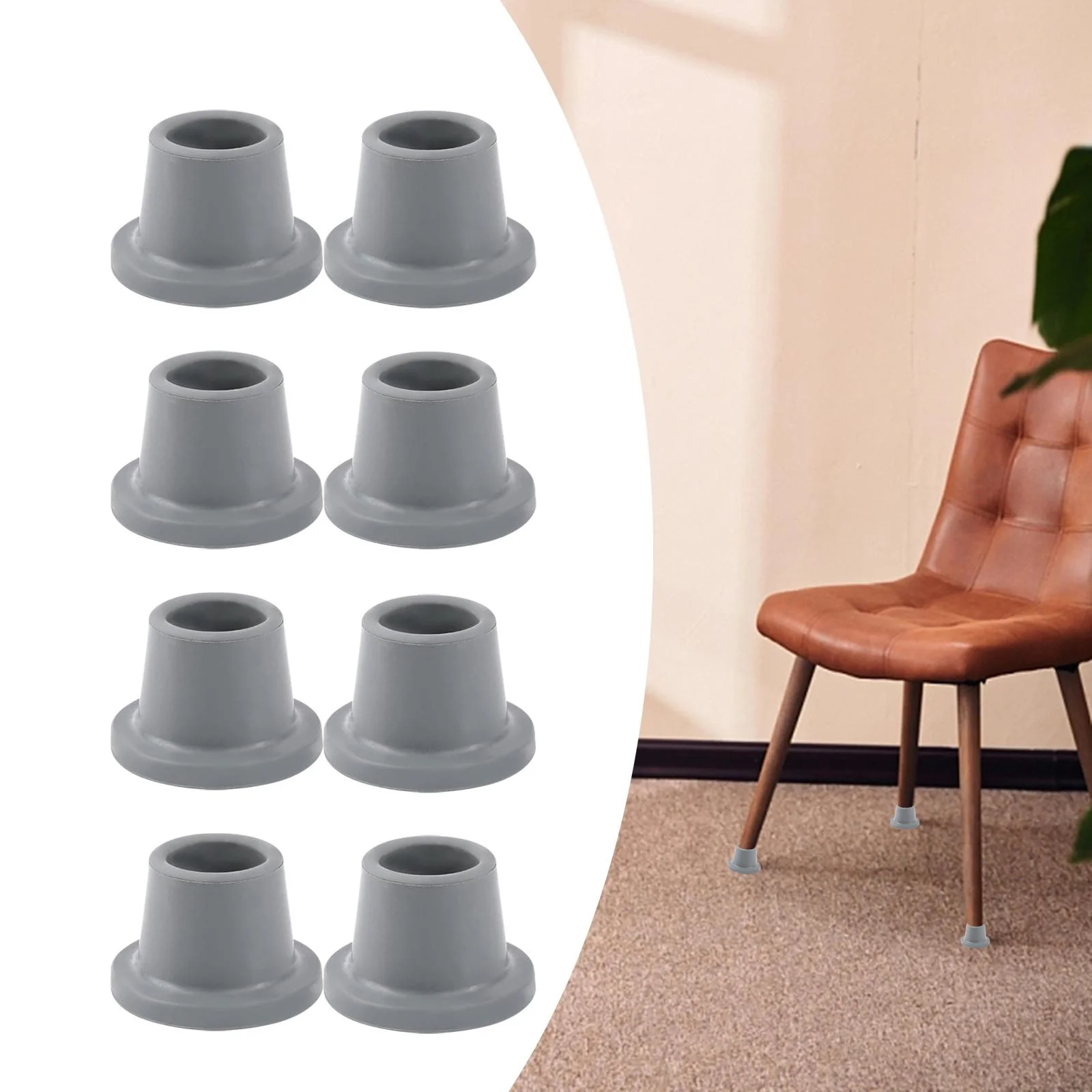 EHJRE 8x Shower Chair Feet Shower Chair Leg Tips Gray Rubber Feet for Shower Chair for Tub Transfer Bench Shower Toilet Seat Stool